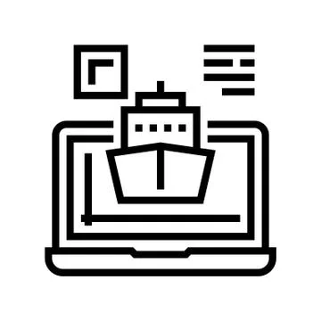 Ship modeling computer program line icon vector illustration Stock Illustration
