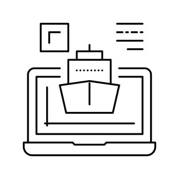 Ship modeling computer program line icon vector illustration Illustrazione stock