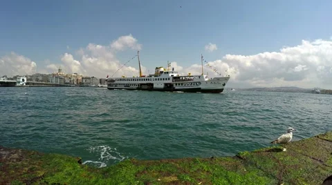 The ship is moored to the dock 스톡 동영상 50423919