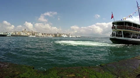 The ship is moored to the dock 스톡 동영상 50425973