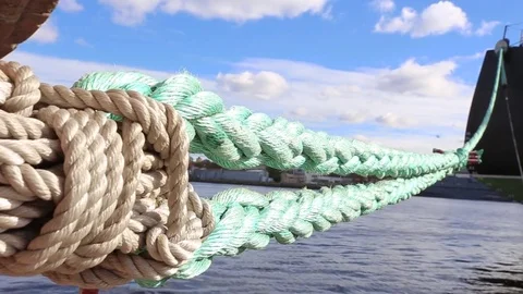Ship mooring ropes 스톡 동영상 71984355