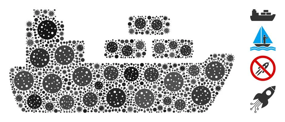 Ship Mosaic of Covid Virus Elements 스톡 일러스트
