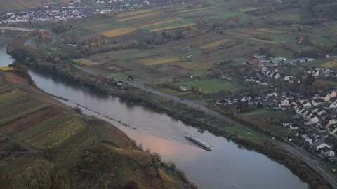 A ship on the mosel river in germany Stock Footage 171125372