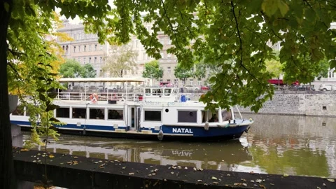 The ship moves along the river Stock Footage 223262525