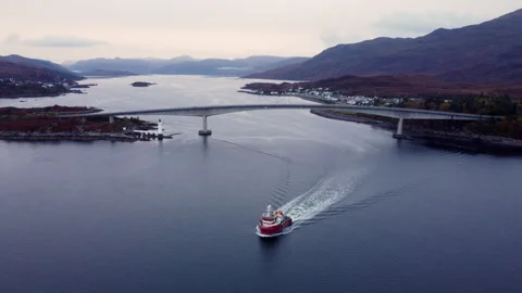 A ship moves leaving wake waves behind. Stock-Footage 258282423