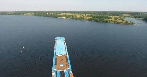 The ship is moving along the river Stock Footage 86701639