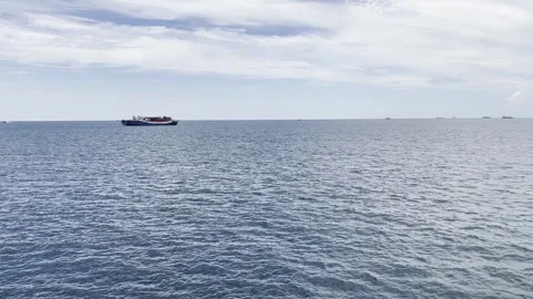 Ship Moving on Open Sea View from Deck Maritime Travel Scene Stock Footage 332501716