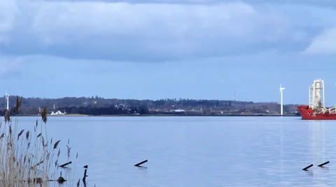 Ship moving slowly through the frame Stock Footage 36560940