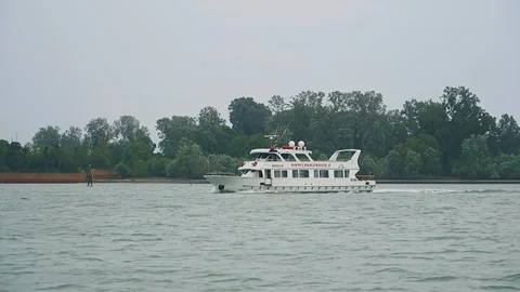 Ship moving through canal in Venice, Italy. Stock Footage 128807909