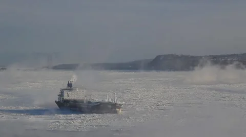 Ship moving through ice Stock Footage 61085448
