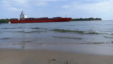 Ship moving from vallarpadam container terminal Stock Footage 295731661