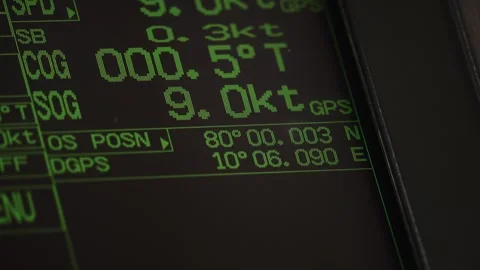 Ship navigation screen showing crossing of the 80th parallel in Arctic Stockbeeldmateriaal 331129554