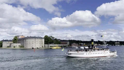 Ship near vaxholm castle Stock Footage 294053553