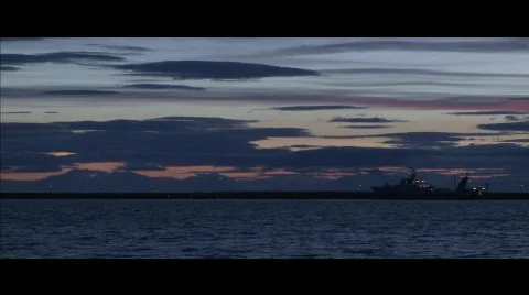 Ship at Night - Ocean sky Stock Footage 481672