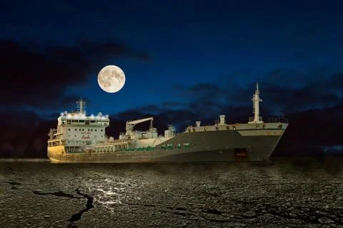 Ship at night Stock Photos