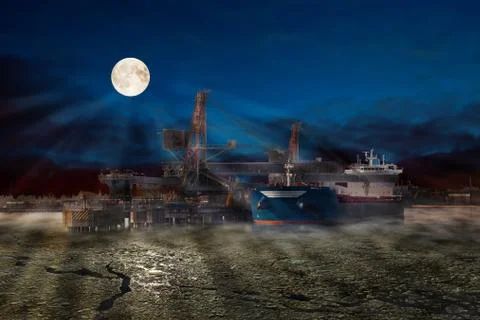 Ship at night Stock Photos