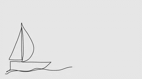 Ship, one line drawing animation. Video clip with alpha channel. Stock Footage 310268595