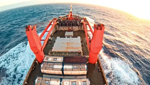 Ship in open sea Stock Footage 98215900