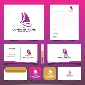 Ship or boat logo vector in business card. premium logo. premium vector Ilustración de archivo