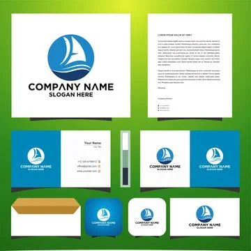 Ship or boat logo vector in business card. premium logo. premium vector Ilustración de archivo