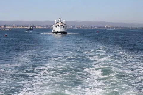 Ship on the Pacific Ocean making Waves Stock Photos
