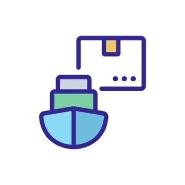 Ship the parcel icon vector outline illustration Illustrazione stock