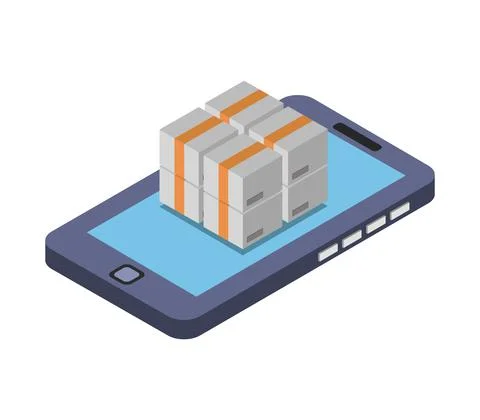 Ship parcel online isometric in vector on white background Stock Illustration