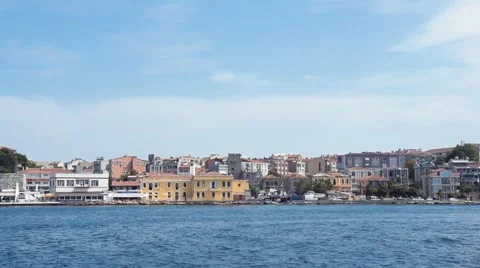 The Ship passes by the City Stock-Footage 53288311