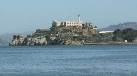 Ship passing Alcatraz Stock Footage 733217