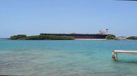 Ship Passing Island Stock Footage 40717847