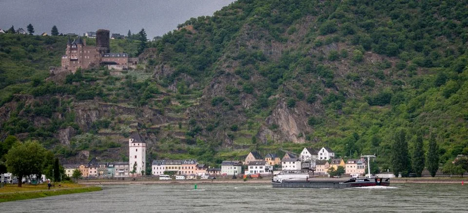 Ship passing the Lorelei Stock Photos