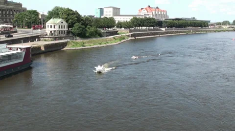 Ship Passing By the River Stock Footage 29306422