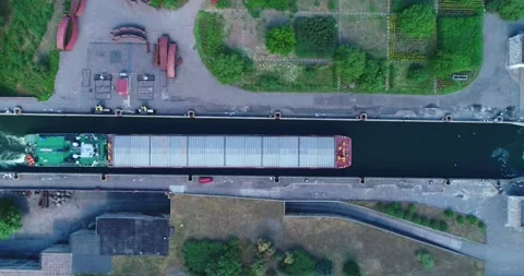 Ship is passing through Gatun Locks, part of Panama Canal Stock Footage 137816449