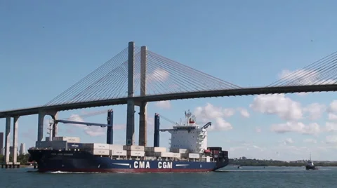 Ship passing through Newton Navarro bridge Video stock 36009356