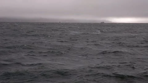 Ship passing through wavy water with high current. Stock Footage 135798276