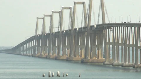 Ship passing under the bridge 2 / barco pasa bajo el puente 2 Stock Footage 34417790