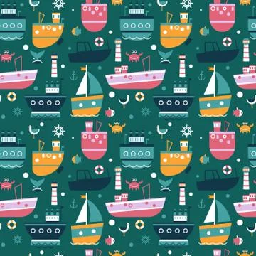 Ship pattern flat illustration Stockillustratie