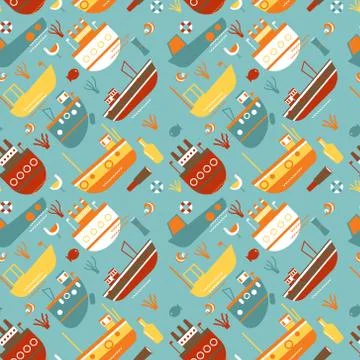 Ship pattern flat illustration Stock Illustration