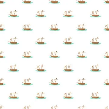 Ship pattern sailing on ocean water background Stock Illustration