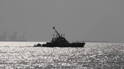Ship in Persian Gulf Dubai Stock Footage 44456414