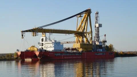 Ship pipe layer Stock Photos