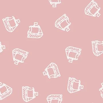 Ship pirate line vector seamless pattern イラスト素材