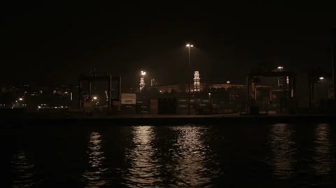 Ship Port Night Time Vidéo 35093837