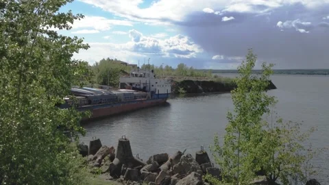 Ship in the port. Shipping problem due to crisis. Stock Footage 130617007