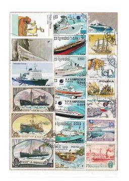 Ship postage stamps Foto stock