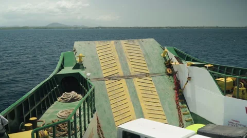 Ship preparing for departure with crew and passengers onboard. Ferry crew Stock Footage 333571832