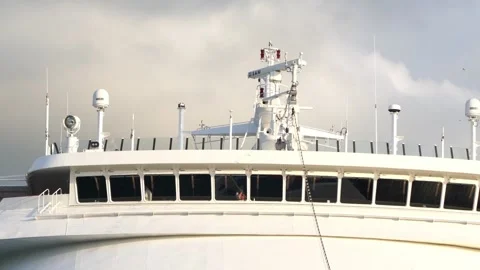 Ship radar antenna on a ship Video stock 247352032