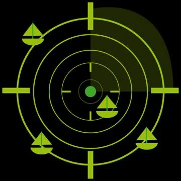 Ship radar on black background Stock Illustration