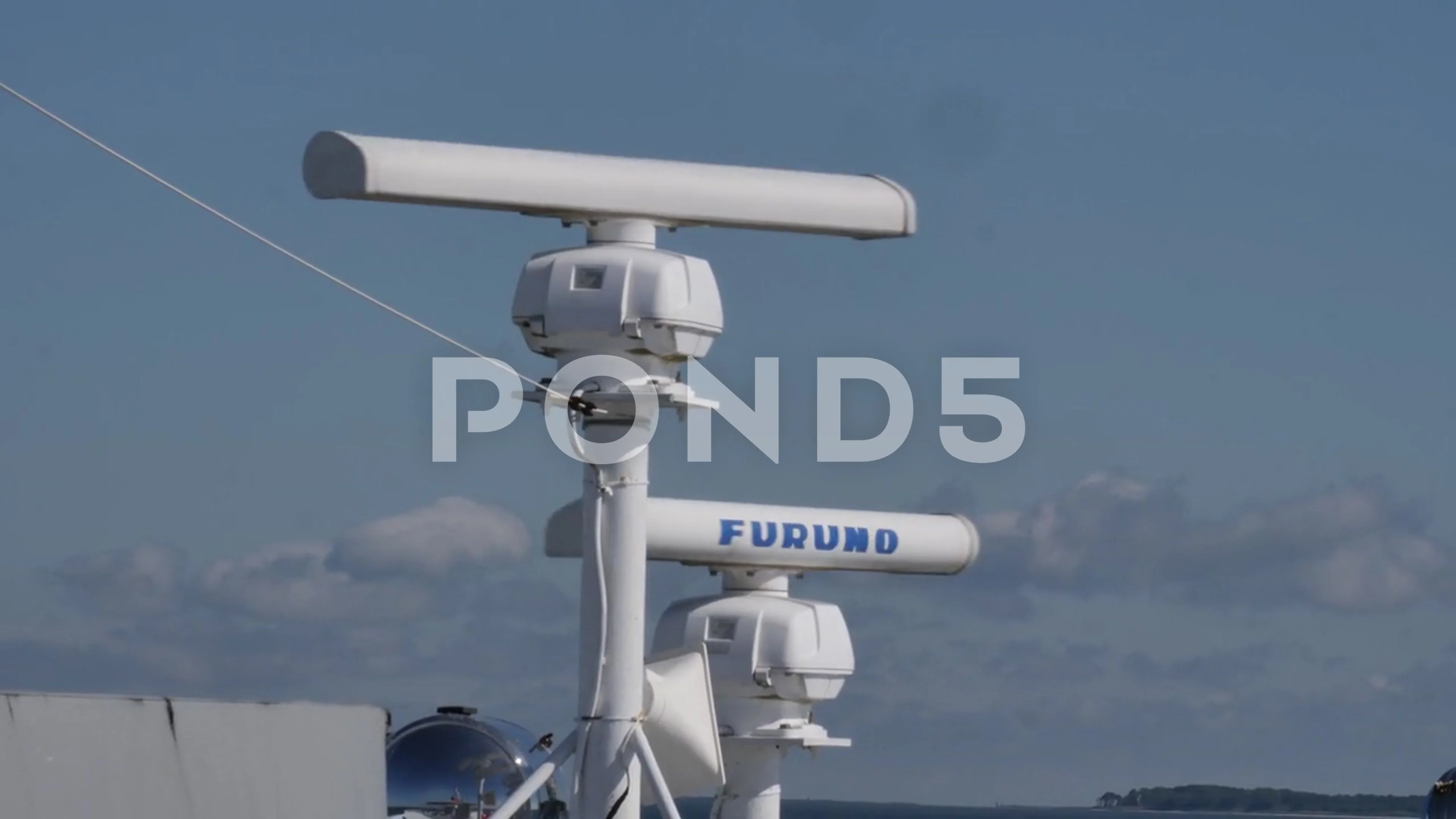 Ship Radar Device, rotating on water, sl, Stock Video