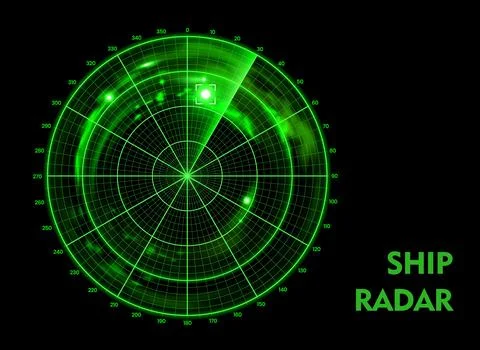 Ship radar screen display with area map, monitor 스톡 일러스트